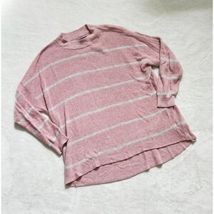 Jegging Fit mauve / white striped long-sleeve sweater